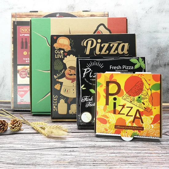 Boîte de papier bon marché de carton d'emballage alimentaire de pizza de crêpe de logo fait sur commande ondulée